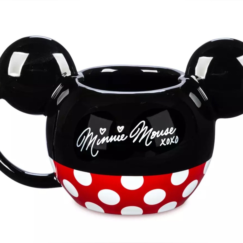 Disney Minnie Mouse XOXO Ceramic 3D Ears Red Polka Dot Mug Cup 20oz - Picture 4 of 11